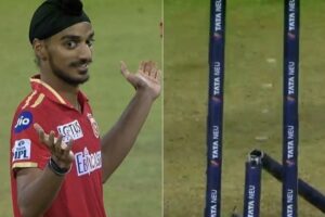 Arshdeep Singh breaks two middle stumps on two balls, defends 15 in final over for PBKS vs MI